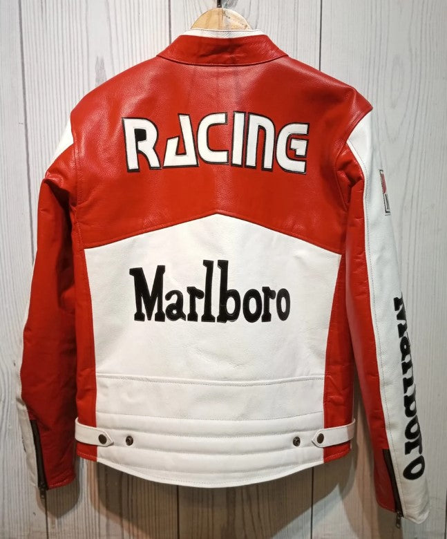 Red and White Marlboro Racing Leather Jacket Formula F1 – Zee Leathers