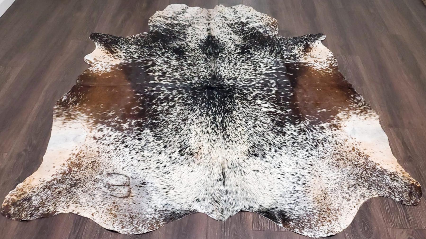 Premium Quality Real Tricolor Cowhide Rug Leather/ Cow Skin Area Rug Hair on Leather Hide 6.5 ft X 6 ft - 36 x 36 sq.ft Approx. (Tricolor 20)