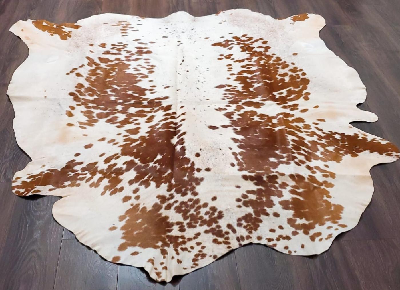 Premium Quality Real Tricolor Cowhide Rug Leather/ Cow Skin Area Rug Hair on Leather Hide 6 ft X 6 ft - 36 x 36 sq.ft Approx. (Tricolor 24)
