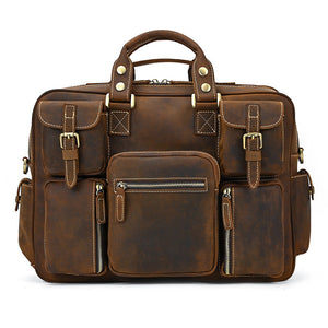 Zee Leather - Horse Leather Shoulder Bag for Men’s Leather Laptop Bag Portable Briefcase