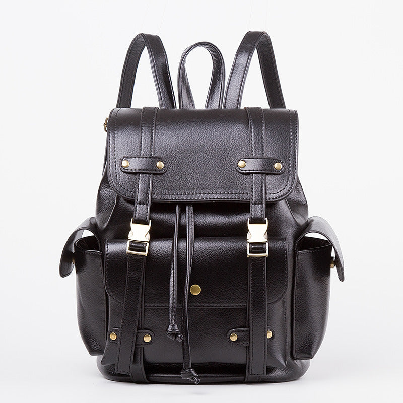 Zee Leather - Vintage Leather Backpack Women Fashion Big Drawstring Backpack School Travel Bag