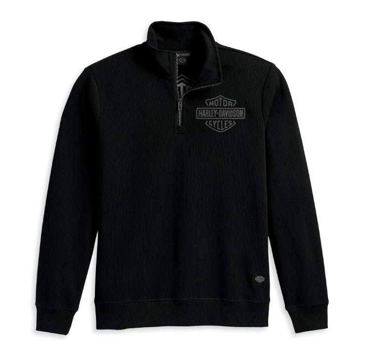 Men's Bar & Shield 1/4 Zip Pullover - Black Beauty