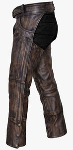 Men's Distressed Brown Leather Chap