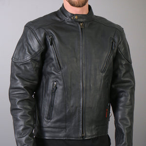 Men's Vented Motorbike Leather Jacket