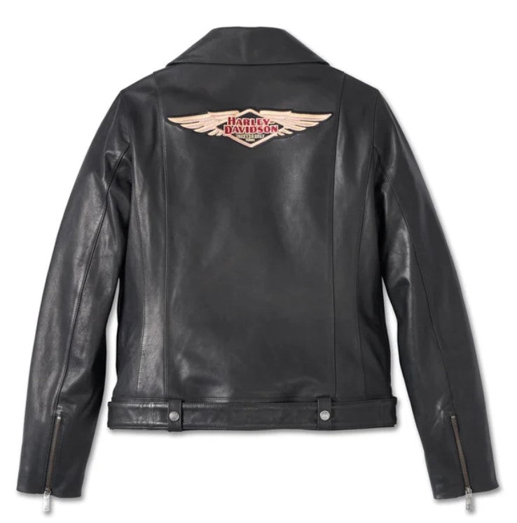 Women's H-D 120th Anniversary D-Pocket Biker Leather Jacket - Black ...