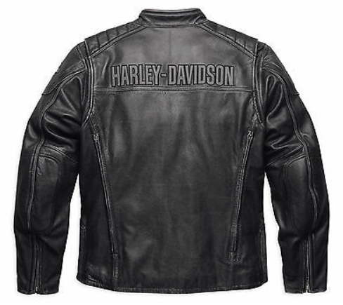 Men's Harley Davidson Classic Black & Orange Motorcycle Leather Jacket –  Zee Leathers