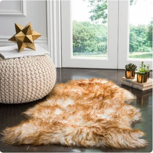 New Genuine Sheepskin Rug, Thick Soft Luxurious Wool, Fur Area, Fluffy Thick Carpet, Decorative Rug, Approximately 2x3 ft (Coco Brown)