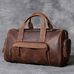 Zee Leather New Fashion Brand Designer Business Trip Travel Bag For Man Outdoor Genuine Leather Shoe Duffle Bag Male Coffee Black