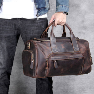 Zee Leather New Fashion Brand Designer Business Trip Travel Bag For Man Outdoor Genuine Leather Shoe Duffle Bag Male Coffee Black