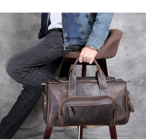 Zee Leather New Fashion Brand Designer Business Trip Travel Bag For Man Outdoor Genuine Leather Shoe Duffle Bag Male Coffee Black