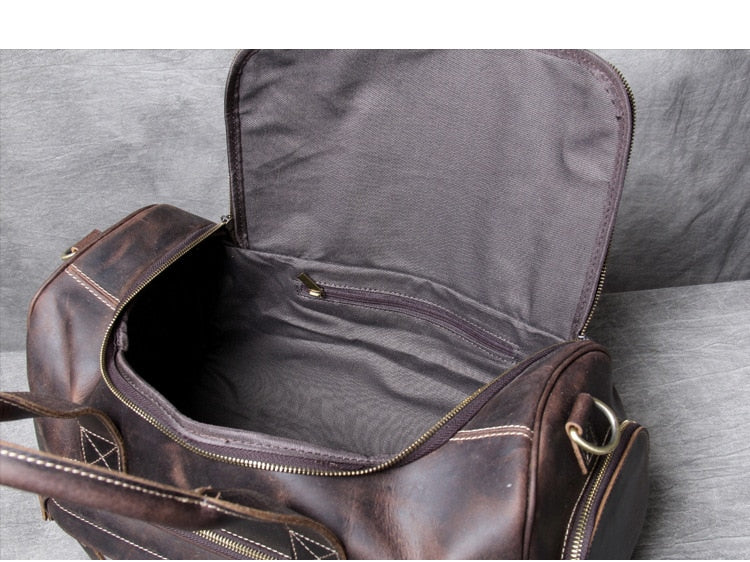 Zee Leather New Fashion Brand Designer Business Trip Travel Bag For Man Outdoor Genuine Leather Shoe Duffle Bag Male Coffee Black