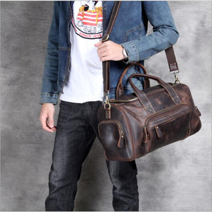 Zee Leather New Fashion Brand Designer Business Trip Travel Bag For Man Outdoor Genuine Leather Shoe Duffle Bag Male Coffee Black