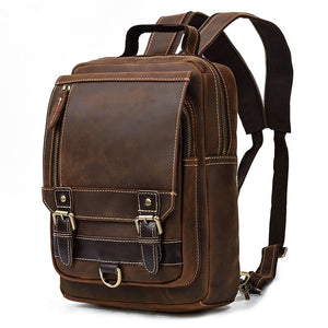 Zee Leather Genuine Leather Single Shoulder Backpack Chest Bag Dual Use Leather bags Men male travel bag outdoor cowhide bags