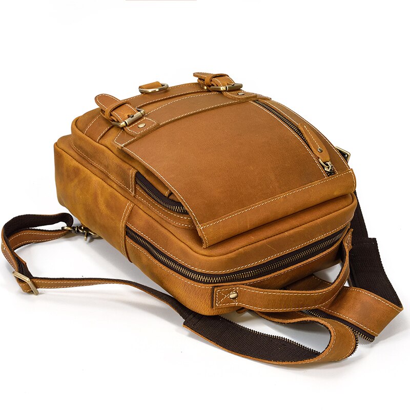 Zee Leather Genuine Leather Single Shoulder Backpack Chest Bag Dual Use Leather bags Men male travel bag outdoor cowhide bags