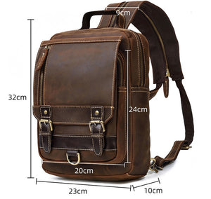 Zee Leather Genuine Leather Single Shoulder Backpack Chest Bag Dual Use Leather bags Men male travel bag outdoor cowhide bags
