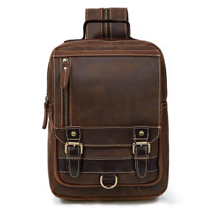 Zee Leather Genuine Leather Single Shoulder Backpack Chest Bag Dual Use Leather bags Men male travel bag outdoor cowhide bags