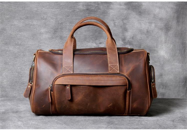 Zee Leather New Fashion Brand Designer Business Trip Travel Bag For Man Outdoor Genuine Leather Shoe Duffle Bag Male Coffee Black