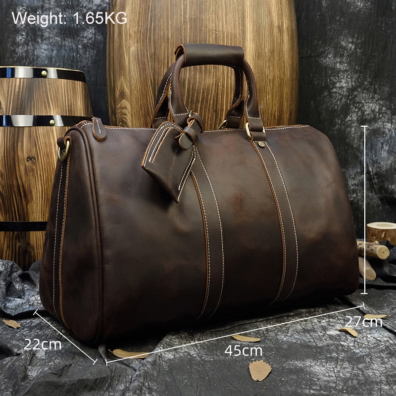 Zee Leather New Fashion Brand Designer Business Trip Travel Bag For Man Outdoor Genuine Leather Shoe Duffle Bag Male Coffee Black