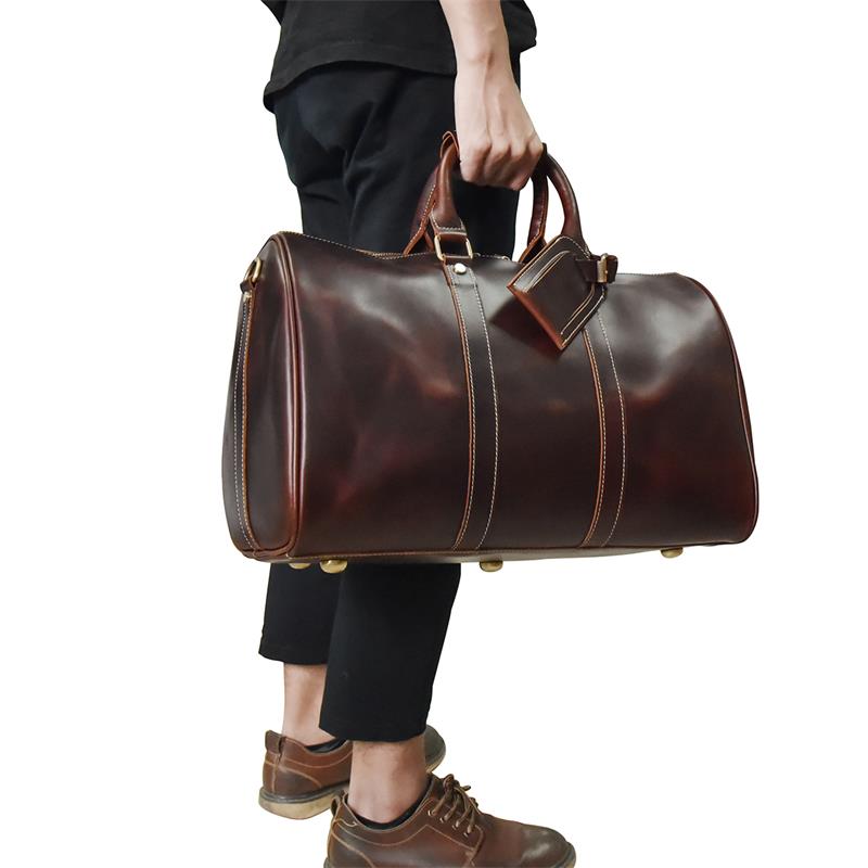 Zee Leather New Fashion Brand Designer Business Trip Travel Bag For Man Outdoor Genuine Leather Shoe Duffle Bag Male Coffee Black