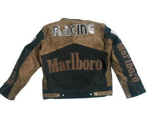 Black and Brown Marlboro Racing Leather Jacket