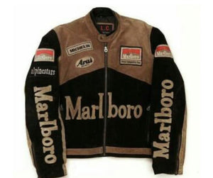 Black and Brown Marlboro Racing Leather Jacket