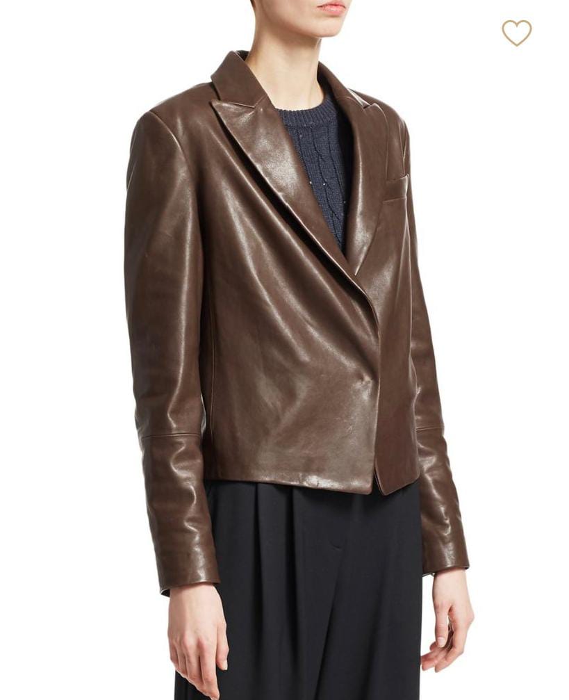 Women Leather Brown Coat