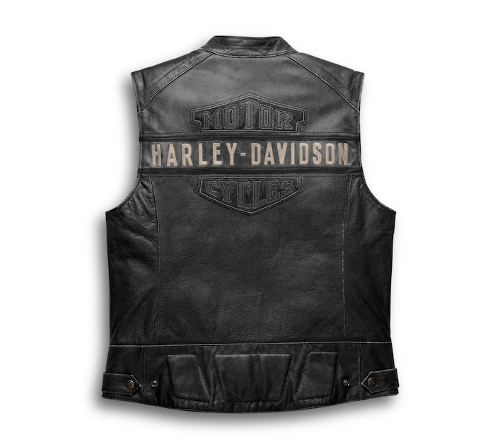Harley Davidson Men's Embroidered Passing Link Leather Vest – Zee 