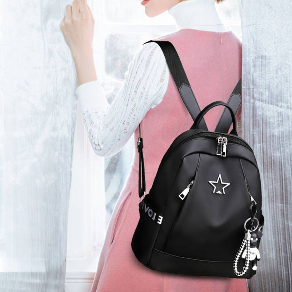 Fashion Women Backpack Waterproof PU Leather Backpack Travel Shoulder Bag  School Bags for Girls, Black 