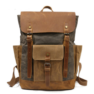 Zee Leather - Men's Canvas Crazy Horse Leather Travel Backpack