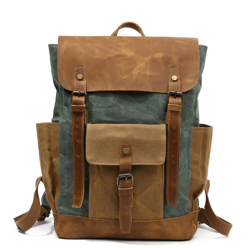 Zee Leather - Men's Canvas Crazy Horse Leather Travel Backpack